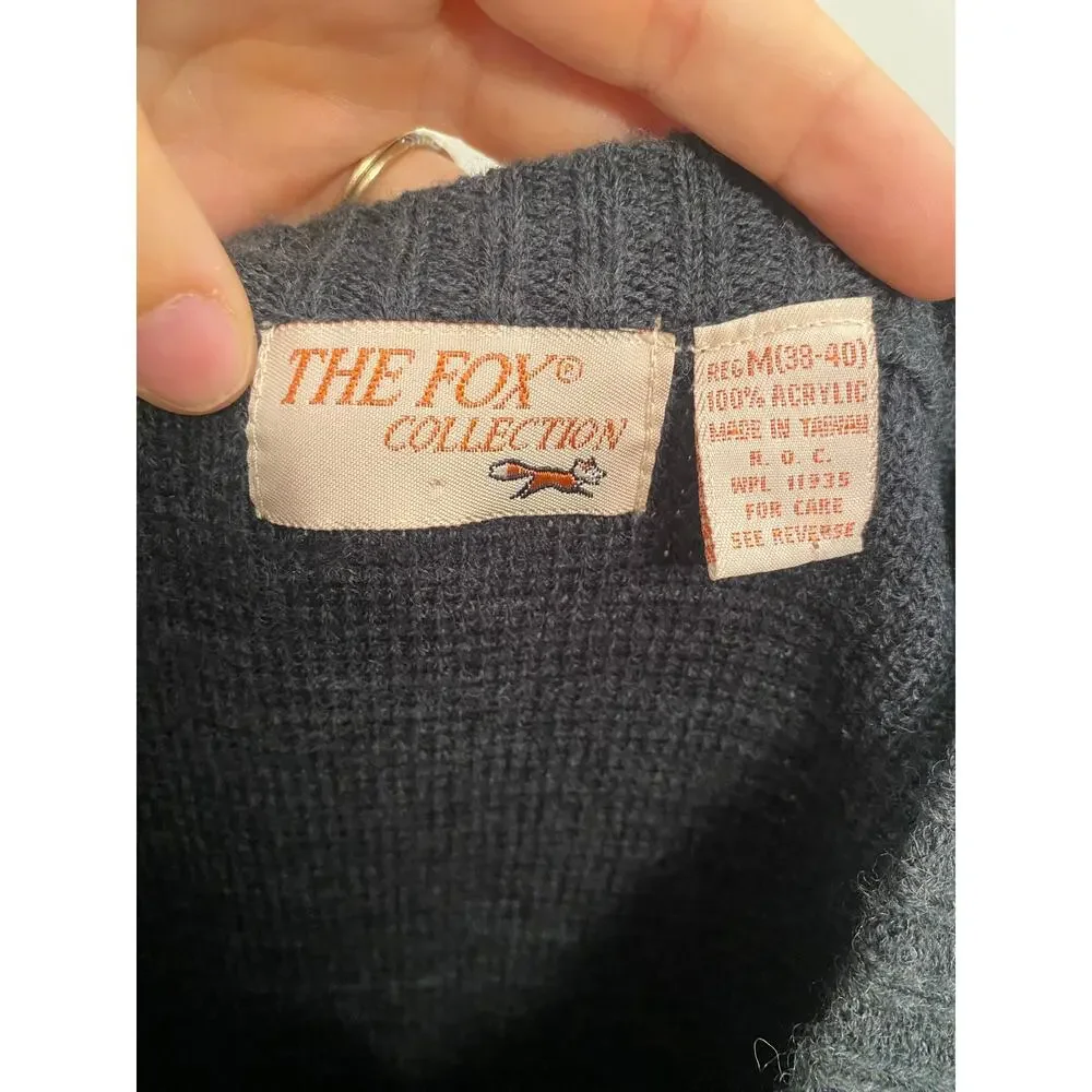 Vintage 80s The Fox Collection Argyle Sweater Vest V Neck Retro Preppy Style